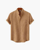 Men's Mandarin Collar Short Sleeve Shirt