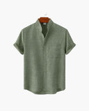 Men's Mandarin Collar Short Sleeve Shirt