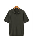 Men's Ribbed Knit Polo Shirt