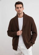 Shawl-Collar Ribbed Cardigan