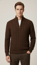 Cable Knit Half-Zip Sweater