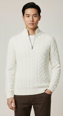 Cable Knit Half-Zip Sweater