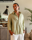 Men's Linen Button-Up Shirt