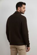 Shawl-Collar Ribbed Cardigan