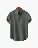 Men's Mandarin Collar Short Sleeve Shirt