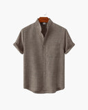 Men's Mandarin Collar Short Sleeve Shirt