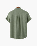 Men's Mandarin Collar Short Sleeve Shirt