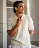 Men's Ribbed Knit Polo Shirt