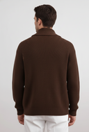 Shawl-Collar Ribbed Cardigan