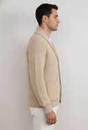 Shawl-Collar Ribbed Cardigan