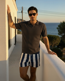 Men's Ribbed Knit Polo Shirt